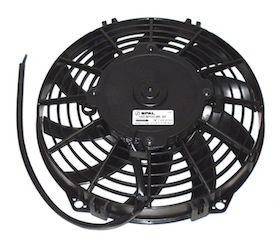 9" Condenser Fan Assembly, Pusher, Curved Blade, Low Profile, 24V 