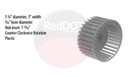 WHEEL - BLOWER/CLIP RETAINER 5.75 OD X 3 W CCW PLASTIC 