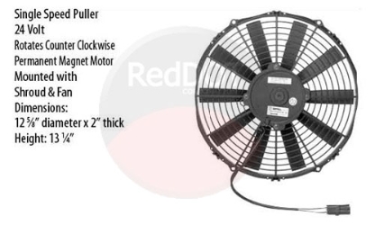 12" Condenser Fan Assembly, Puller, Straight Blade, 24V 