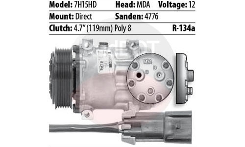COMPRESSOR DIRECT POLY 8 GROOVE MJA 12V 
